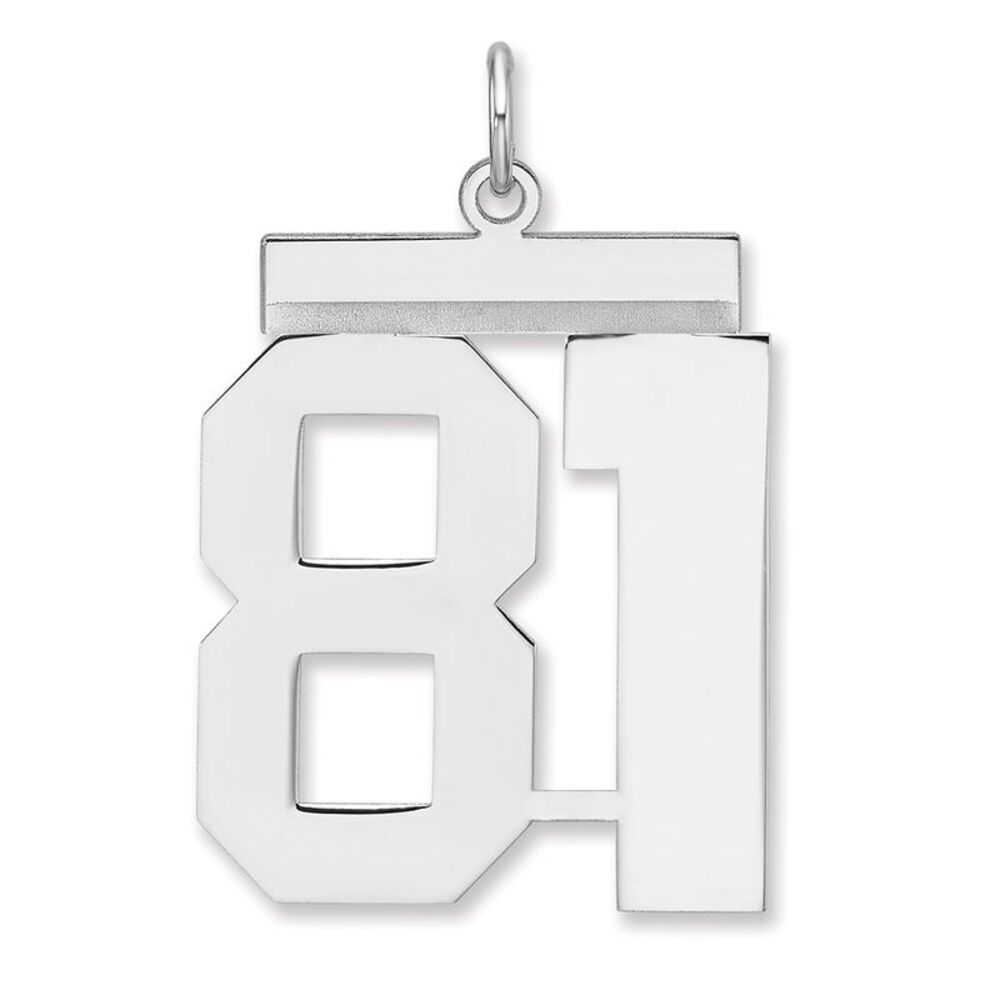 Sterling Silver, Athletic Collection, XL Polished Number 81 Pendant